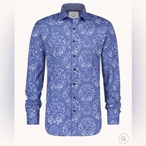 EUC A Fish Named Fred Delfts Blue Classic Button Down Shirt Size XL